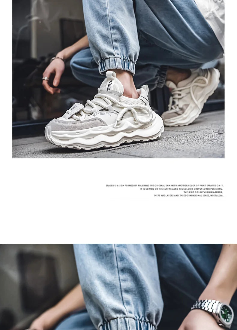 2024 Streetwear Mens Platform Sneakers Fashion Green Casual Sport Shoes Men Mesh Breathable Designer Trainer Men Chunky Sneakers