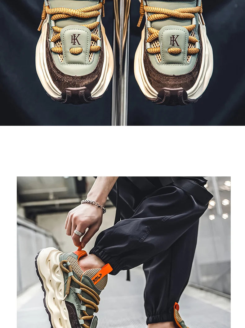 2024 Streetwear Mens Platform Sneakers Fashion Green Casual Sport Shoes Men Mesh Breathable Designer Trainer Men Chunky Sneakers