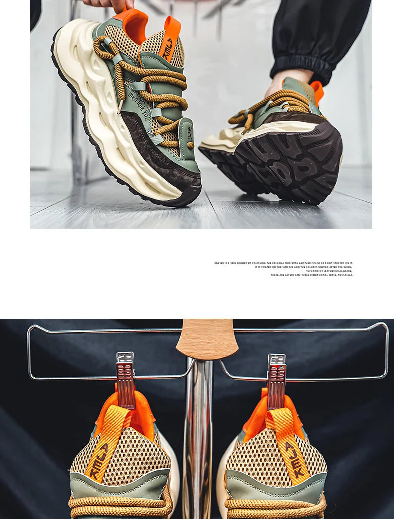 2024 Streetwear Mens Platform Sneakers Fashion Green Casual Sport Shoes Men Mesh Breathable Designer Trainer Men Chunky Sneakers