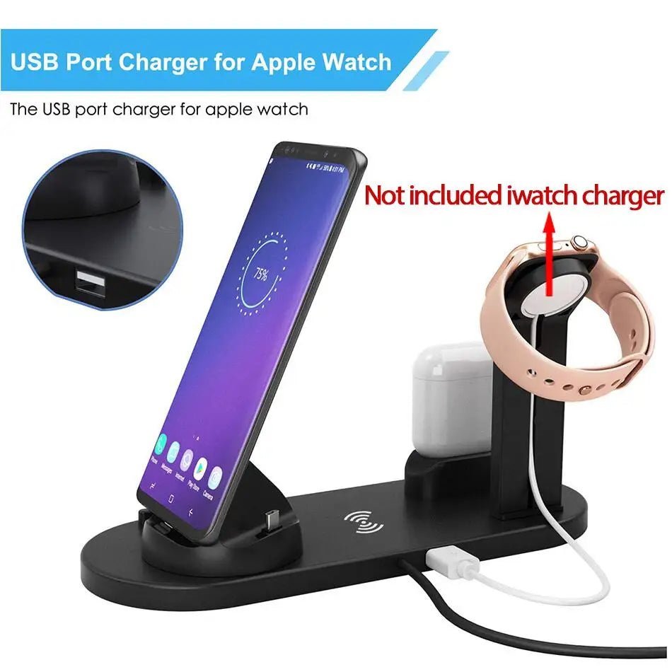 30W 7 in 1 Wireless Charger Stand Pad For iPhone 14 13 12 Pro Max Apple Watch Airpods Pro iWatch 8 7 Fast Charging Dock Station - Shopping Monks