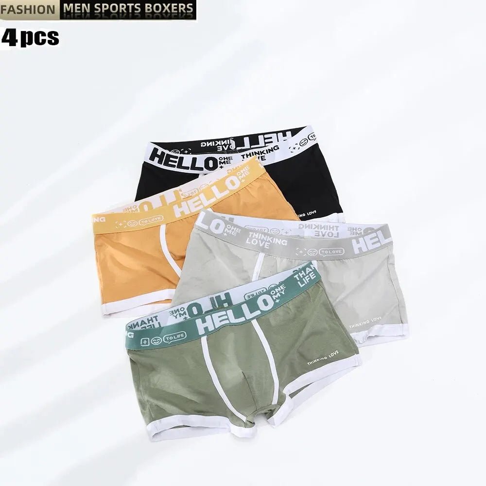 4Pcs Men's Cotton Underwear BoxerShorts Man Panties Mens Boxers Breathable U Convex Comfort Male Underpants Sexy Male Boxers - Shopping Monks