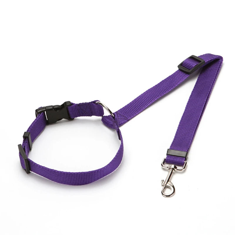 Nylon Safety Belt for Dogs Solid Color Pet Car Seat Belt Two-in-one Leash Adjustable Dog Harness Collar Products Pet Accessories