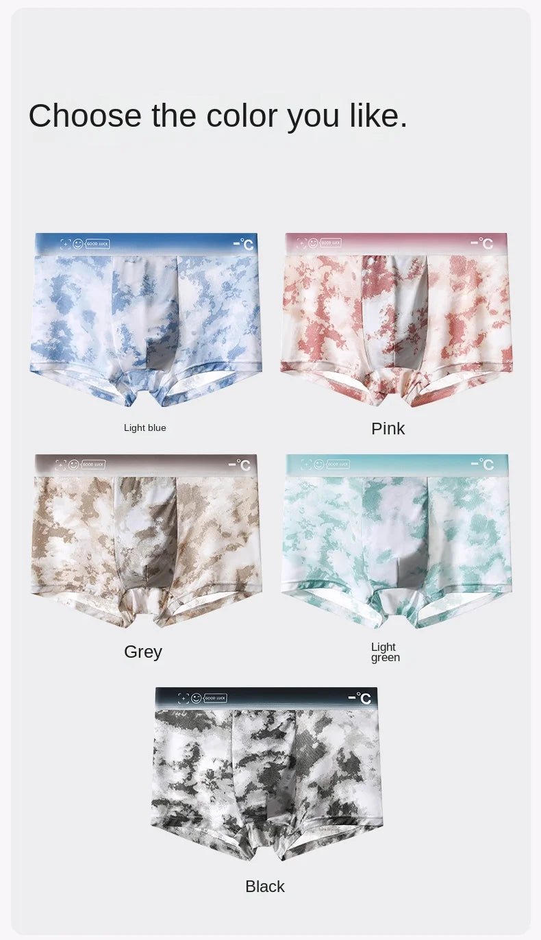 4Pcs Boxer Shorts Men's Ice Silk Underwear Male Underpants Breathable Sexy Thin Panties U Convex Lingerie Wholesale Lots L-6XL