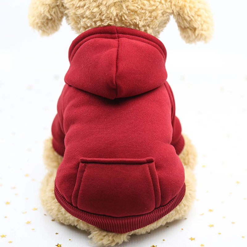 Fashion Dog Clothing Autumn And Winter Small Pet Clothes Thickening Warm Solid Color Two-Feet Hooded Wweater Casual Pet Products