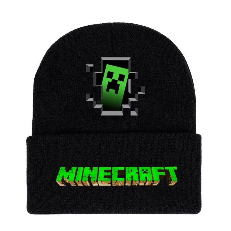 My World Minecrafts Autumn and Winter Knitted Hat Printed Cartoon Men's and Women's Bonnets for Women Beanies Hats Gifts Xmas