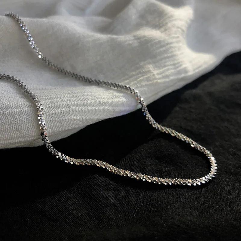 LATS Popular Silver Colour Sparkling Clavicle Chain Choker Necklace Collar For Women Fine Jewelry Wedding Party Birthday Gift - Shopping Monks