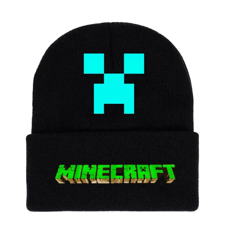 My World Minecrafts Autumn and Winter Knitted Hat Printed Cartoon Men's and Women's Bonnets for Women Beanies Hats Gifts Xmas