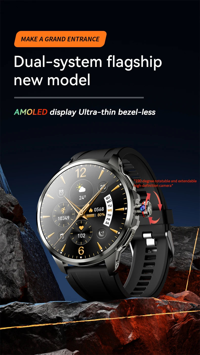 H99 2025 Smart Watch SIM Card 4G Android  Google Play 1.95 inch Amoled  GPS WIFI 2100mAh Large Memory Men's Watch New