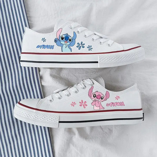 Disney Lilo & Stitch Canvas Shoes 2025 New Couple Sport Shoes Women Print White Sneakers Men Tennis Shoes Casual Running Shoes