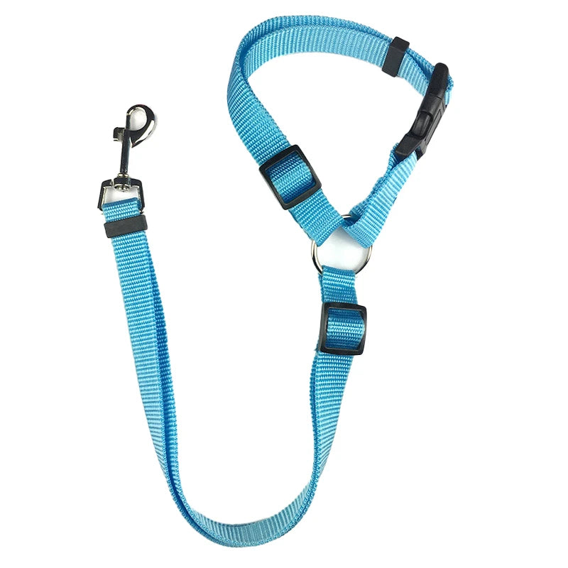 Nylon Safety Belt for Dogs Solid Color Pet Car Seat Belt Two-in-one Leash Adjustable Dog Harness Collar Products Pet Accessories