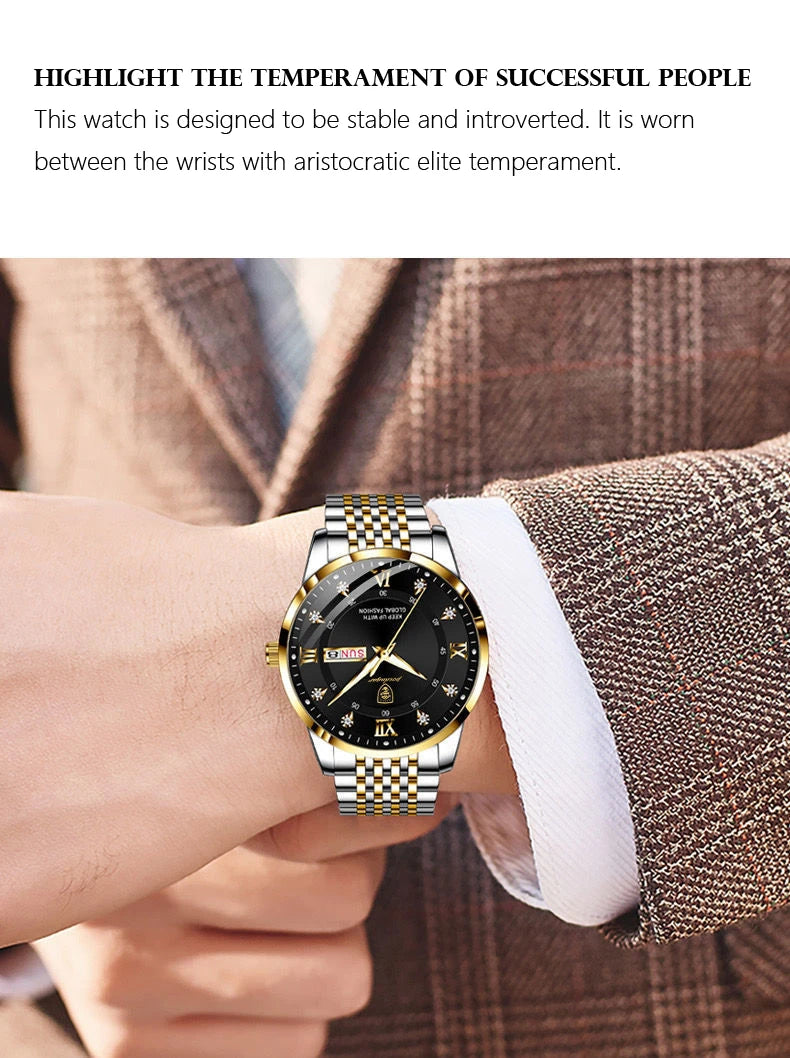 POEDAGAR Classic Man Wristwatch Waterproof Luminous Chronograph Watch For Men Stainless Steel Men's Quartz Watches reloj hombre