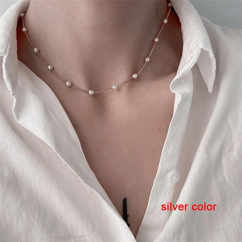 LATS Popular Silver Colour Sparkling Clavicle Chain Choker Necklace Collar For Women Fine Jewelry Wedding Party Birthday Gift - Shopping Monks