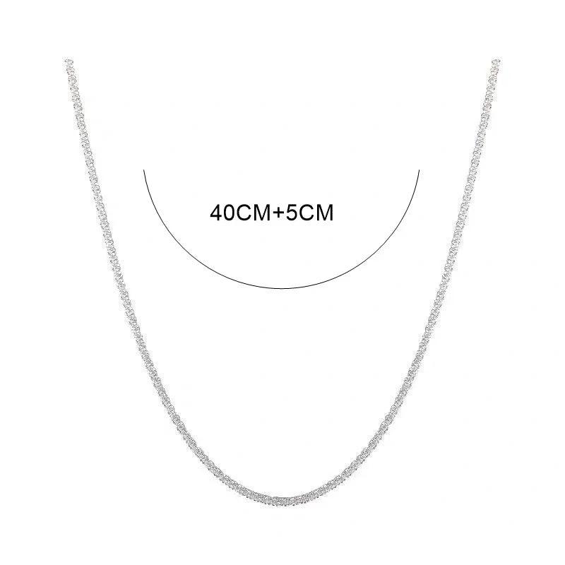 LATS Popular Silver Colour Sparkling Clavicle Chain Choker Necklace Collar For Women Fine Jewelry Wedding Party Birthday Gift - Shopping Monks