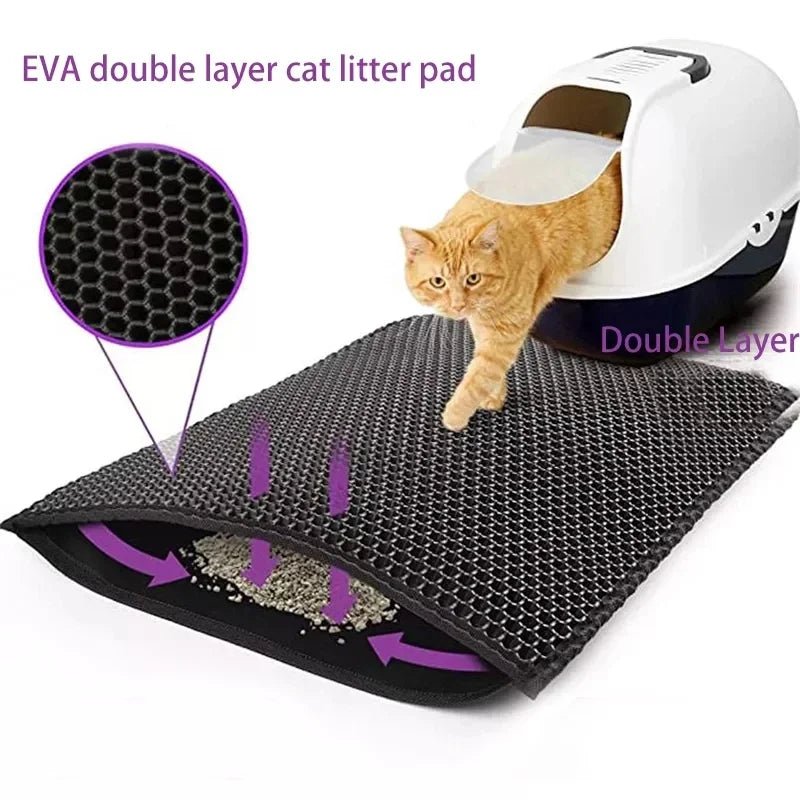 Cat Litter Mat With Gift Double Layer Waterproof Pet Litter Box Mat Non - slip Sand Cat Pad Washable Bed Mat Clean Pad Products - Shopping Monks