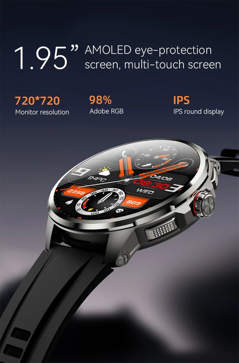 H99 2025 Smart Watch SIM Card 4G Android Google Play 1.95 inch Amoled GPS WIFI 2100mAh Large Memory Men's Watch New - Shopping Monks