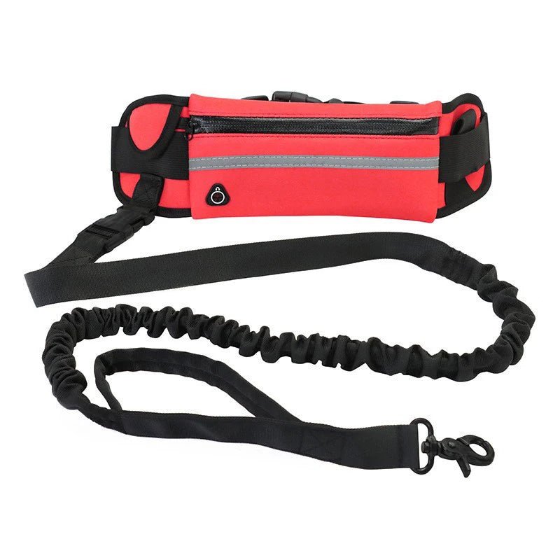 Hands Free Dog Leash for Running Walking Reflective Leash with Waist Bag Retractable Elastic Belt Dog Traction Rope Pet Products - Shopping Monks