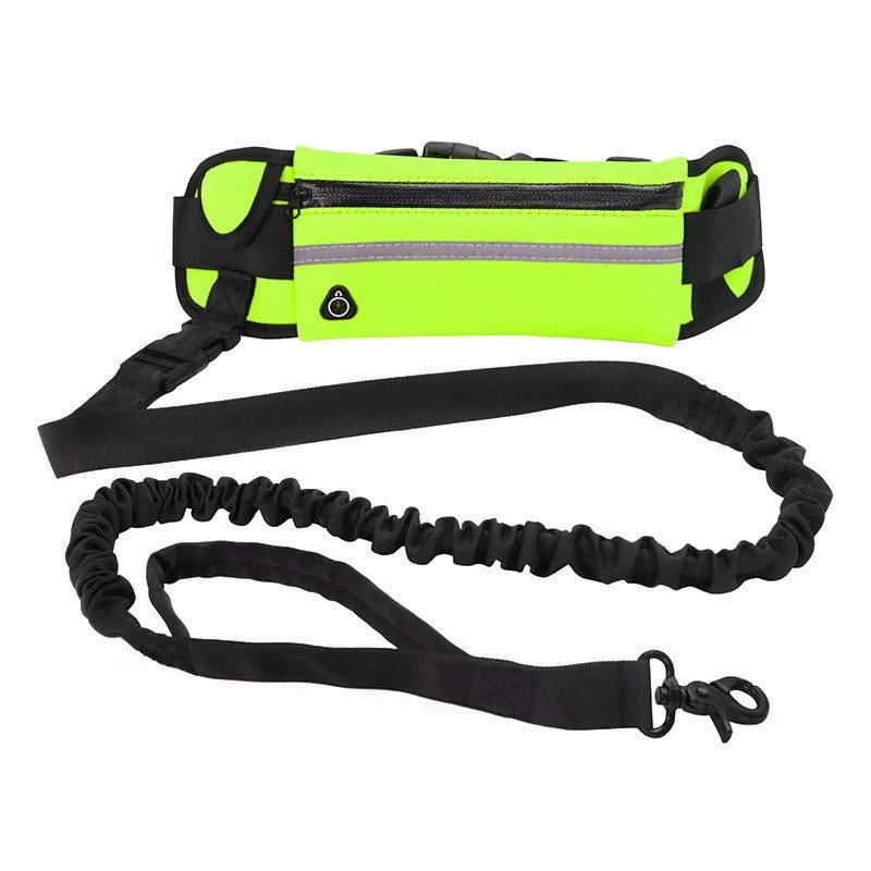 Hands Free Dog Leash for Running Walking Reflective Leash with Waist Bag Retractable Elastic Belt Dog Traction Rope Pet Products - Shopping Monks