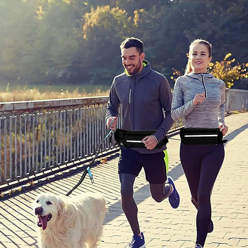 Hands Free Dog Leash for Running Walking Reflective Leash with Waist Bag Retractable Elastic Belt Dog Traction Rope Pet Products - Shopping Monks