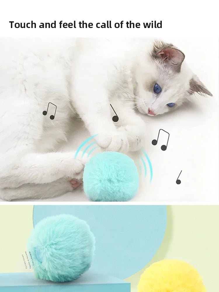 Interactive Ball Smart Cat Toys Plush Electric Catnip Training Toy Kitten Touch Sounding Pet Product Squeak Toy Ball - Shopping Monks