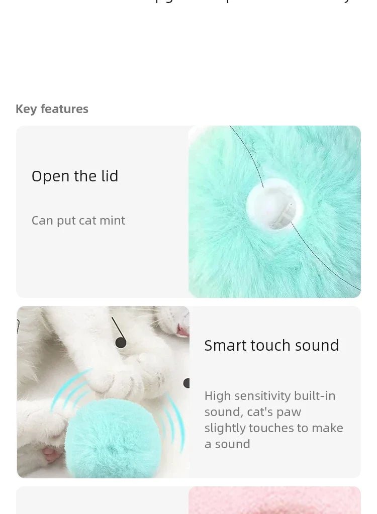 Interactive Ball Smart Cat Toys Plush Electric Catnip Training Toy Kitten Touch Sounding Pet Product Squeak Toy Ball - Shopping Monks