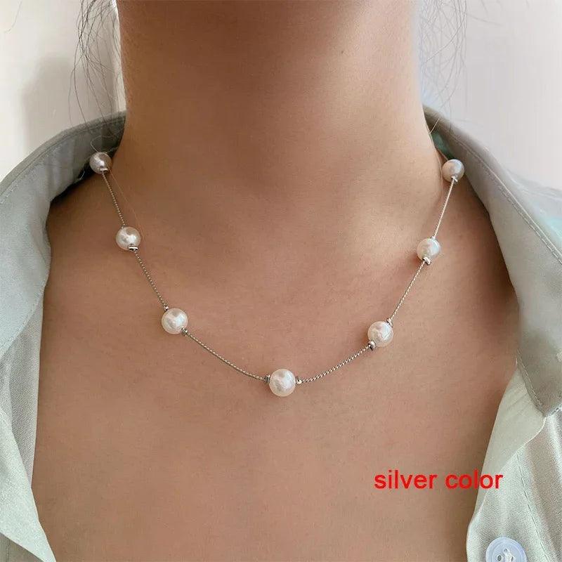 LATS Popular Silver Colour Sparkling Clavicle Chain Choker Necklace Collar For Women Fine Jewelry Wedding Party Birthday Gift - Shopping Monks