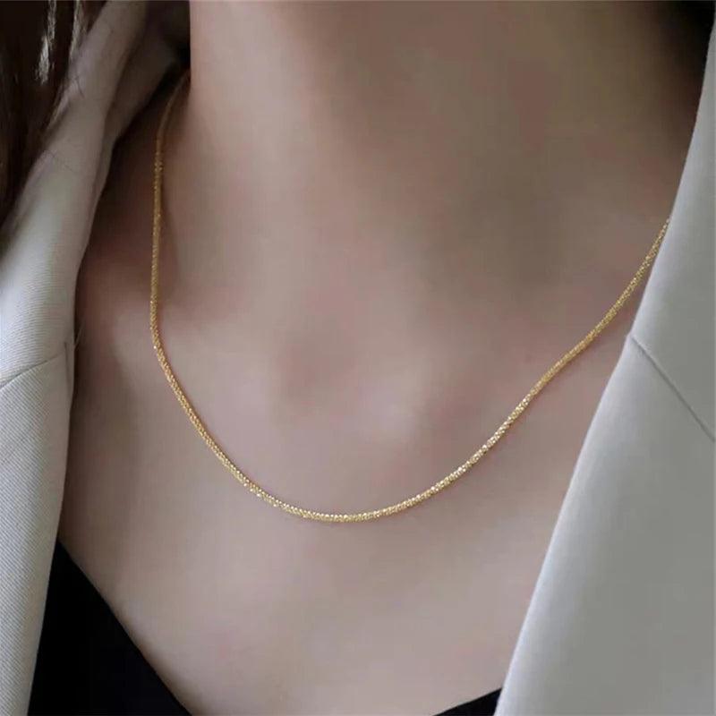 LATS Popular Silver Colour Sparkling Clavicle Chain Choker Necklace Collar For Women Fine Jewelry Wedding Party Birthday Gift - Shopping Monks