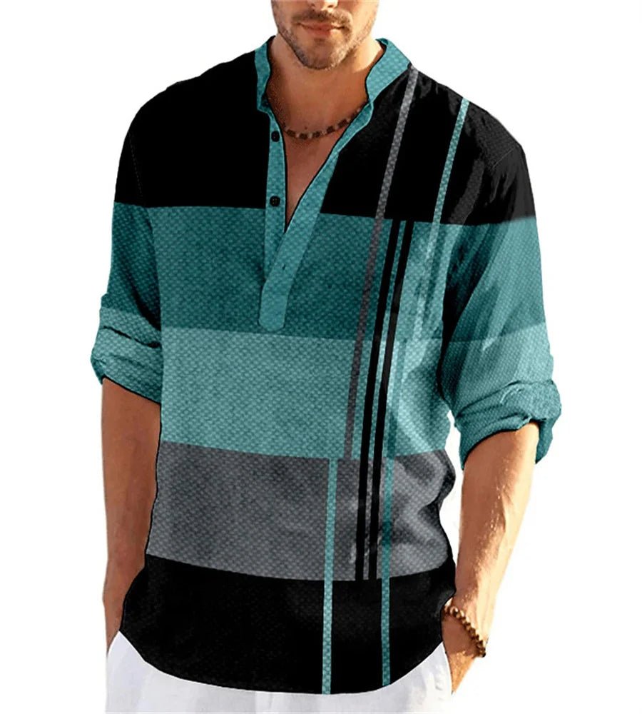 Men's First POLO Shirt Striped Color Contrast Design Light Comfortable Breathable Fashion Long Sleeve Spring And Autumn Style - Shopping Monks