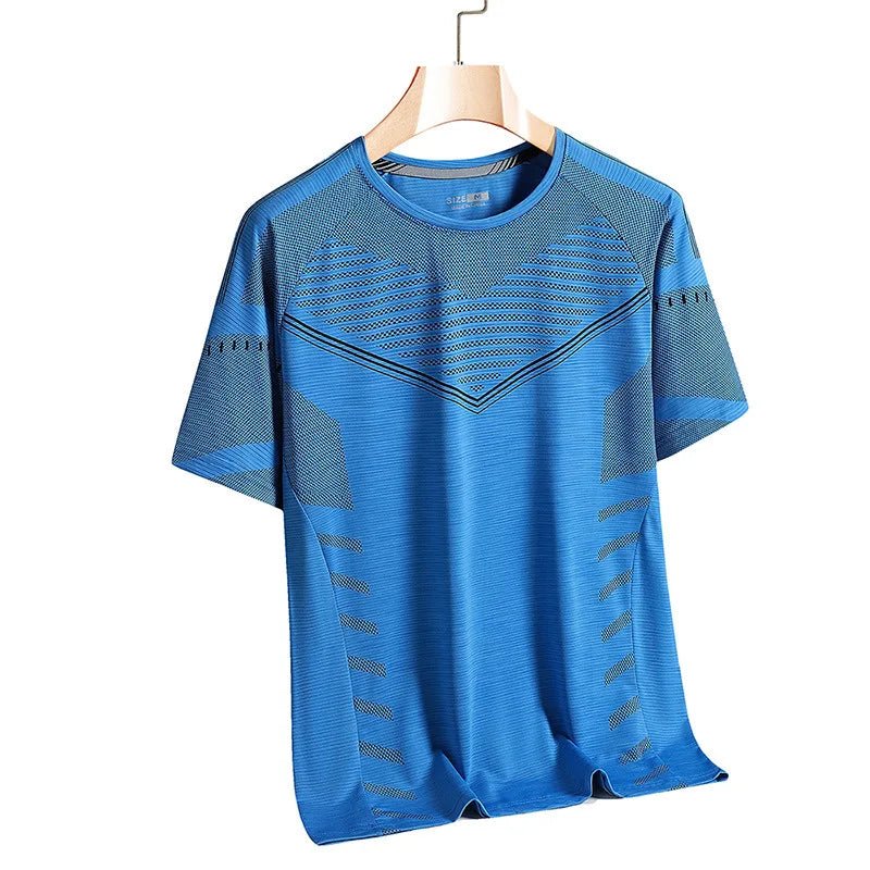 Men's T-shirt Sports T-shirts Quick - drying Stripe Printed Tees Short Sleeve Tees Outdoor Running Tee Oversized Men Clothing Tops - Shopping Monks