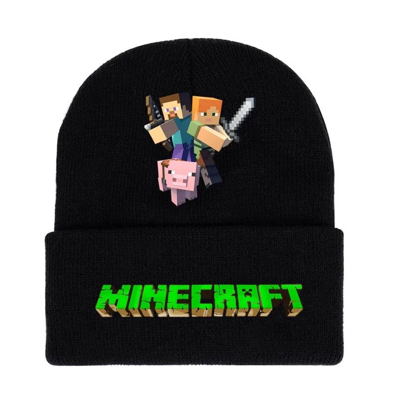 My World Minecrafts Autumn and Winter Knitted Hat Printed Cartoon Men's and Women's Bonnets for Women Beanies Hats Gifts Xmas - Shopping Monks