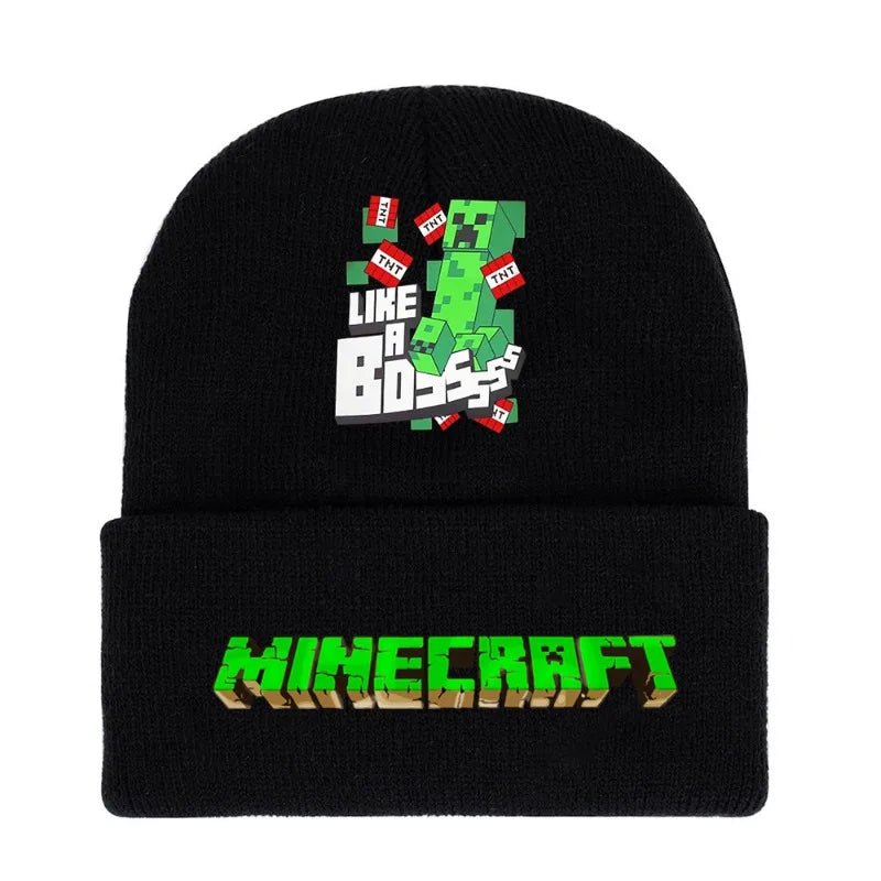 My World Minecrafts Autumn and Winter Knitted Hat Printed Cartoon Men's and Women's Bonnets for Women Beanies Hats Gifts Xmas - Shopping Monks