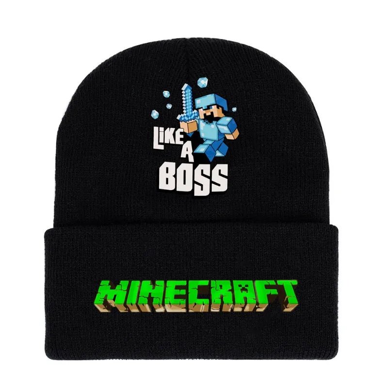 My World Minecrafts Autumn and Winter Knitted Hat Printed Cartoon Men's and Women's Bonnets for Women Beanies Hats Gifts Xmas - Shopping Monks