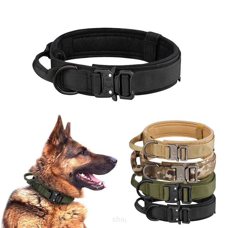 Pet Products Outdoor Tactical Dog Collar Metal Buckle Breathability Nylon Collar Medium and Large Dog Training Neck Collar Dog - Shopping Monks