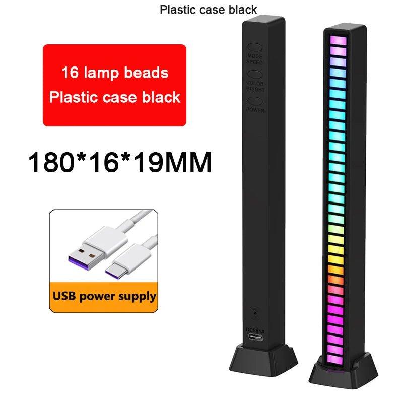 RGB LED Strip Light Music Sound Control Pickup Rhythm Ambient Lamp Atmosphere Night Lights For Bar Car Room TV Gaming Decoration - Shopping Monks