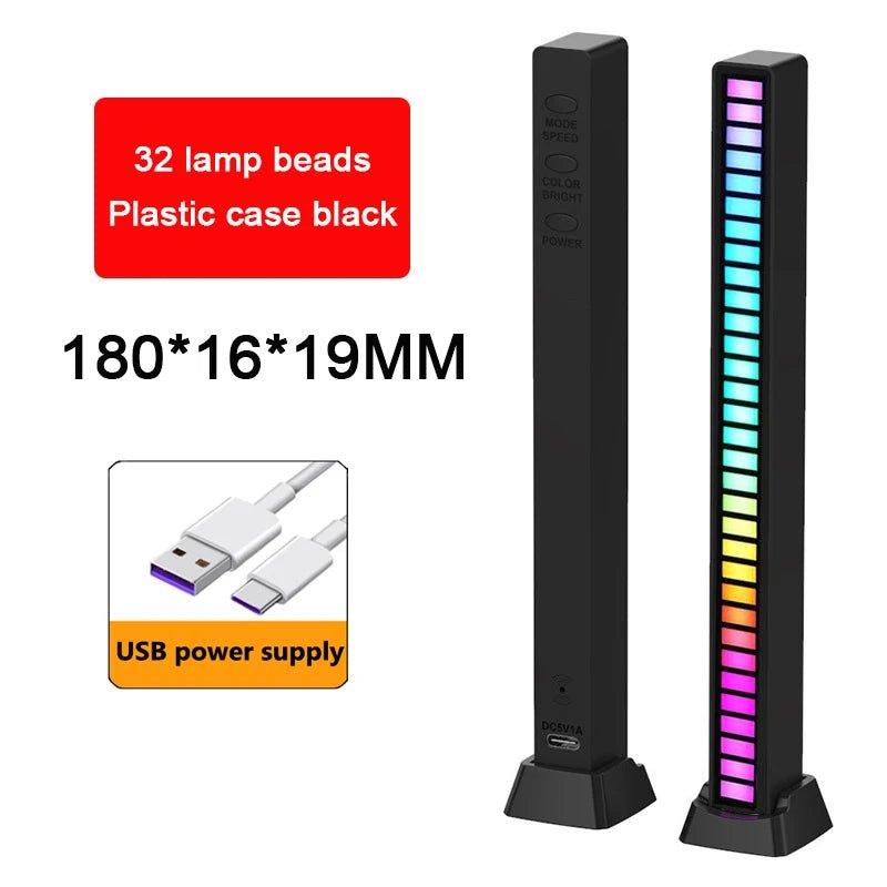 RGB LED Strip Light Music Sound Control Pickup Rhythm Ambient Lamp Atmosphere Night Lights For Bar Car Room TV Gaming Decoration - Shopping Monks