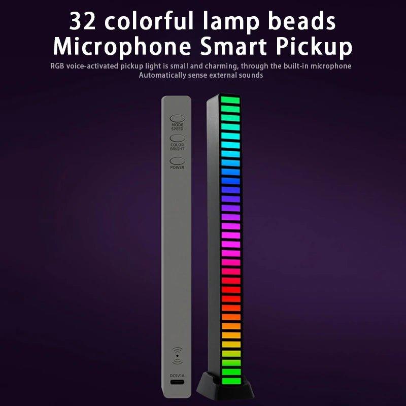 RGB LED Strip Light Music Sound Control Pickup Rhythm Ambient Lamp Atmosphere Night Lights For Bar Car Room TV Gaming Decoration - Shopping Monks