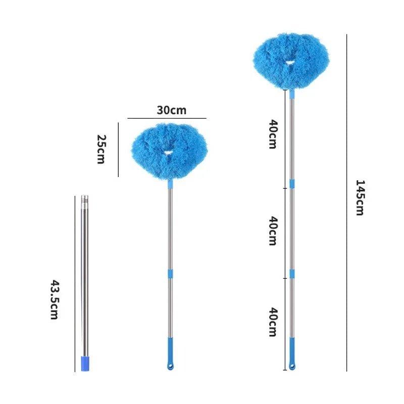 Scalable Ceiling Fan Duster Rings Shape Long Handle Dust Removal Brush for Ceiling Walls Top Cleaning Household Clean Tools - Shopping Monks