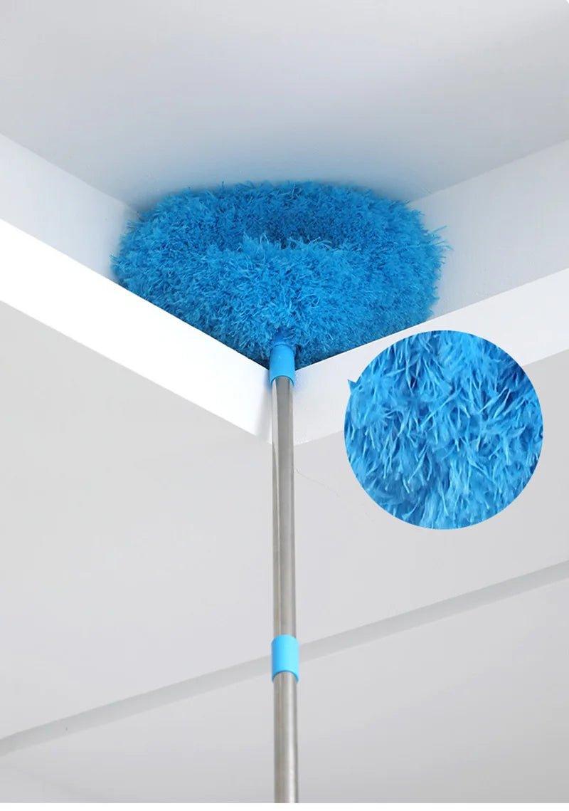 Scalable Ceiling Fan Duster Rings Shape Long Handle Dust Removal Brush for Ceiling Walls Top Cleaning Household Clean Tools - Shopping Monks