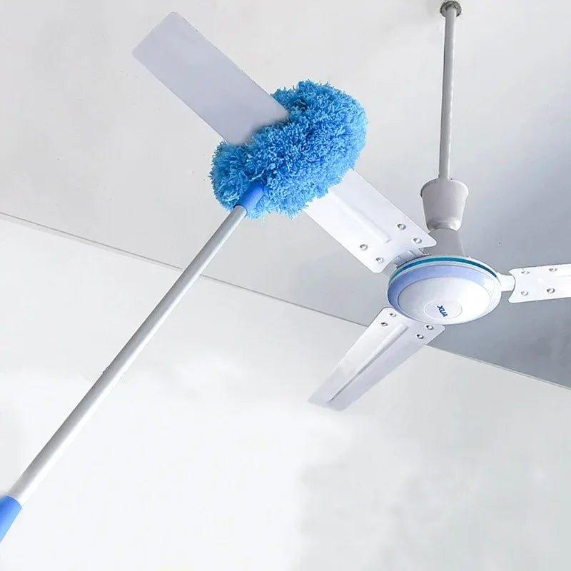 Scalable Ceiling Fan Duster Rings Shape Long Handle Dust Removal Brush for Ceiling Walls Top Cleaning Household Clean Tools - Shopping Monks