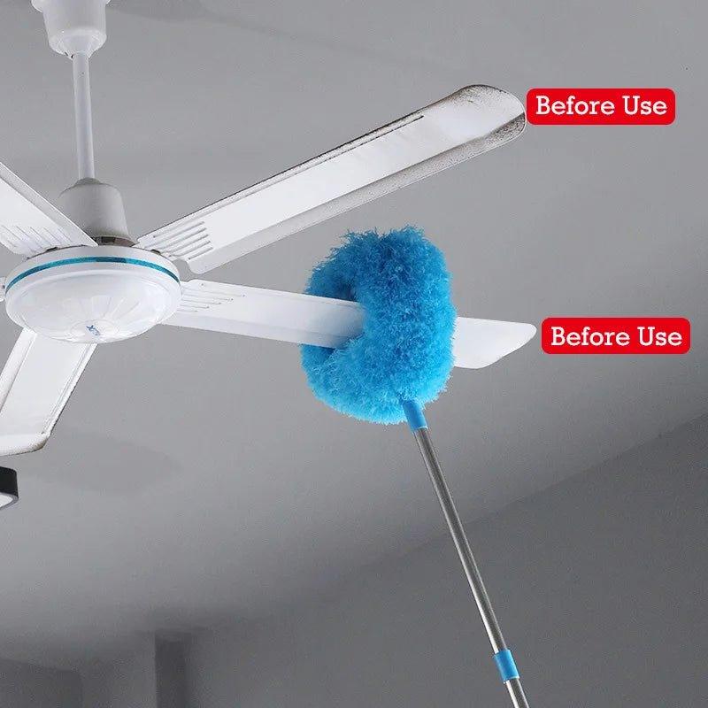 Scalable Ceiling Fan Duster Rings Shape Long Handle Dust Removal Brush for Ceiling Walls Top Cleaning Household Clean Tools - Shopping Monks